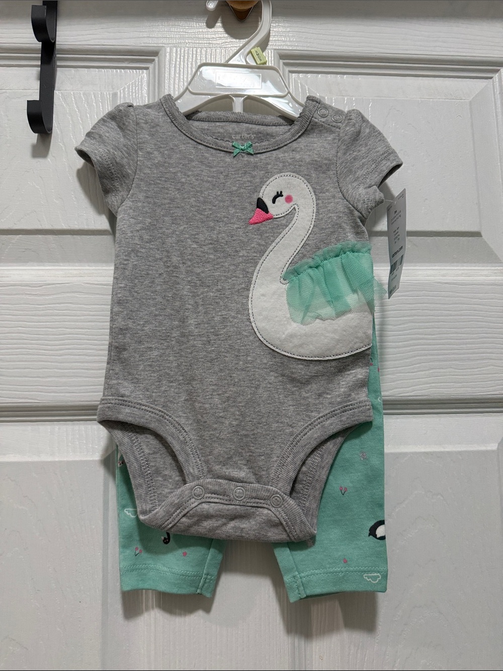 Carter's Grey Short-Sleeve Bodysuit with Mint Accent